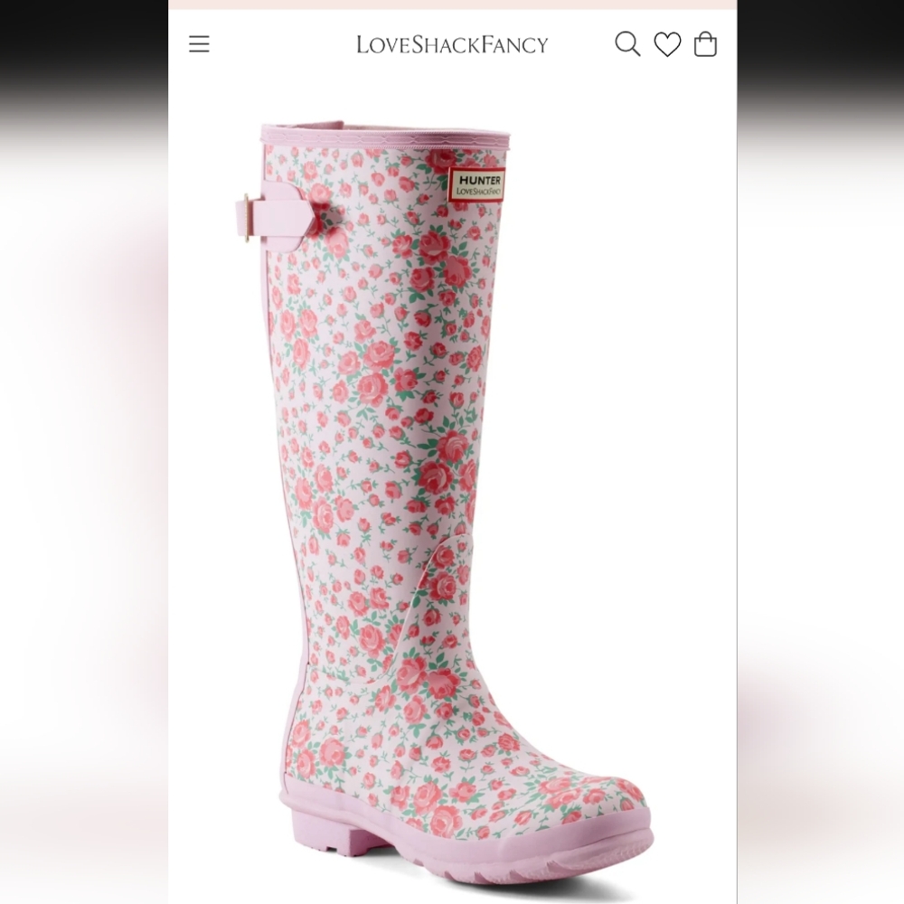 LoveShackFancy x Hunter Pink Floral Tall Rain Boots
